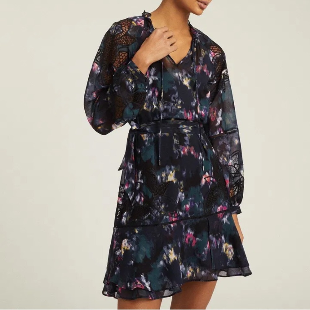 NWT‎ Reiss Kensie Smudge Embroidered Mini Floral Print